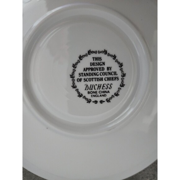 Duchess Bone China Cup & Saucer Scottish Tartan Gordon Clan England Blue Green - Picture 9 of 9